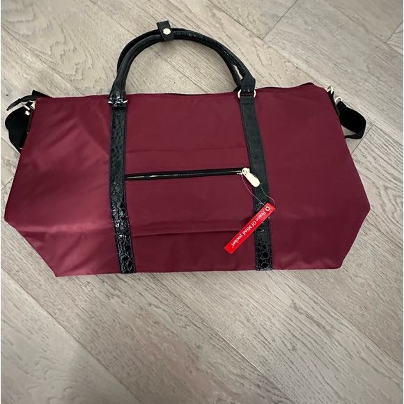Samantha Brown Soft Travel/Duffle Bag - Dark Red with Black Croc - Picture 2 of 4